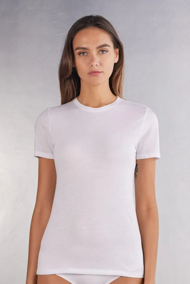 Intimissimi TShirt Women Ultrafresh Cotton Short Sleeve Top White 001 8211 White