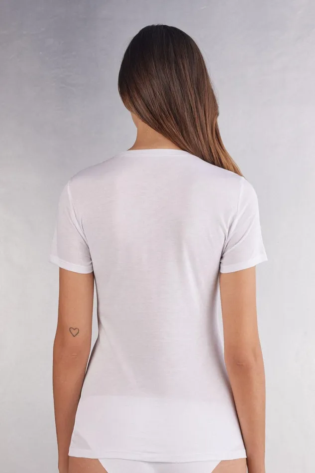 Intimissimi TShirt Women Ultrafresh Cotton Short Sleeve Top White 001 8211 White