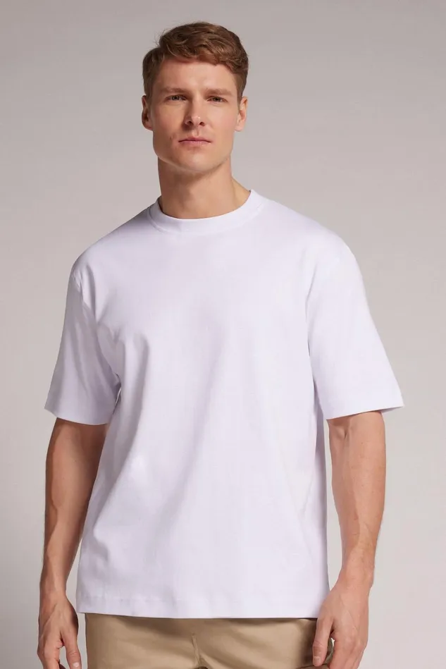 Intimissimi TShirts Polos Men Cotton Interlock Oversized TShirt White 001 8211 White