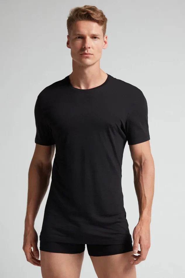 Intimissimi TShirts Polos Men Extrafine Superior Cotton TShirt Black 019 8211 Black