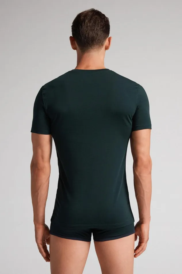 Intimissimi TShirts Polos Men Stretch Superior Cotton TShirt Green 132j 8211 Verde Scuro