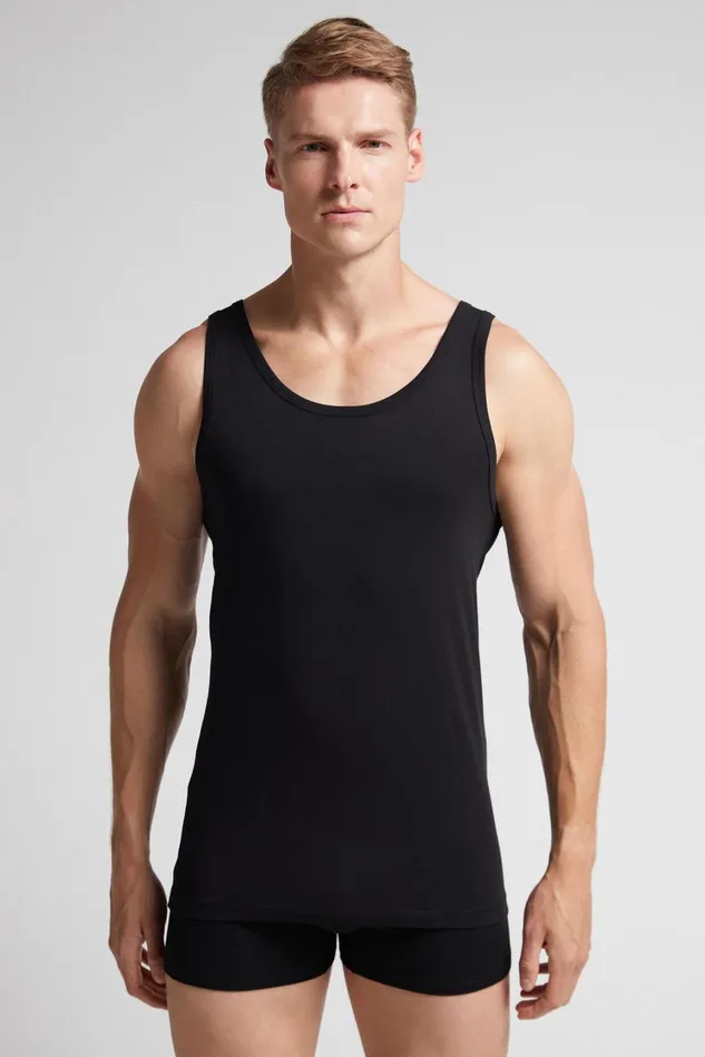 Intimissimi Tank Tops Undershirts Men Round Neck Tank Top In Stretch Superior Cotton Black 019 8211 Black Intimissimi Tank Tops Undershirts Men Round Neck Tank Top In Stretch Superior Cotton Black 019 8211 Black