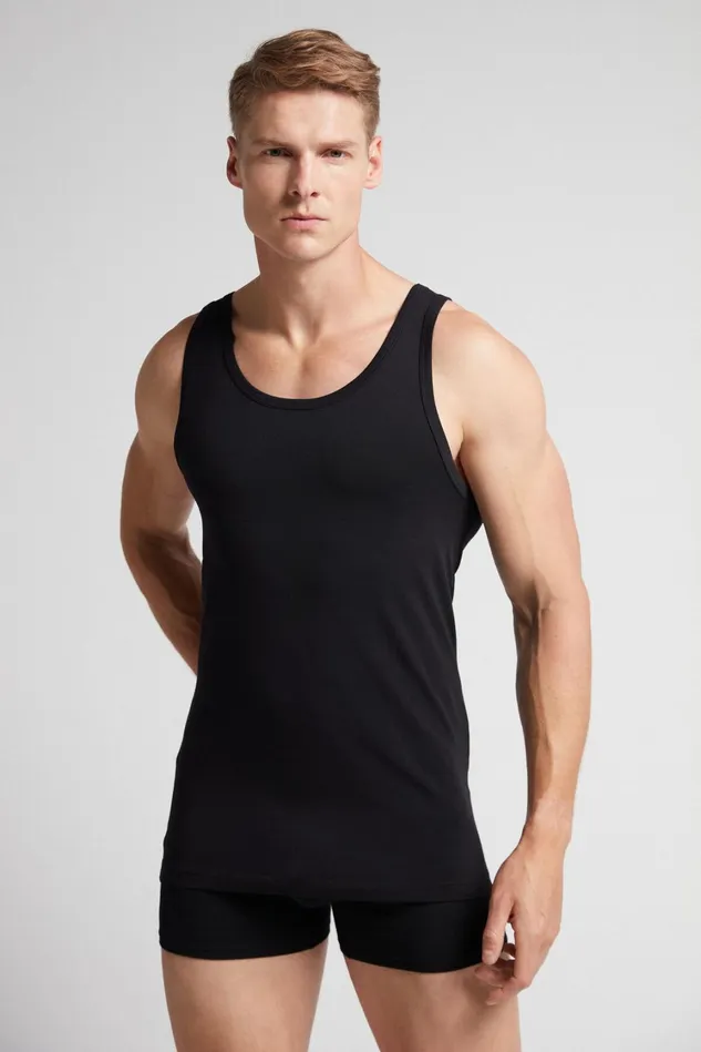 Intimissimi Tank Tops Undershirts Men Round Neck Tank Top In Stretch Superior Cotton Black 019 8211 Black