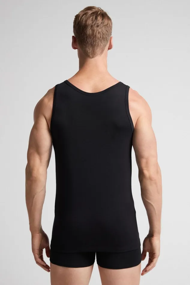 Intimissimi Tank Tops Undershirts Men Round Neck Tank Top In Stretch Superior Cotton Black 019 8211 Black
