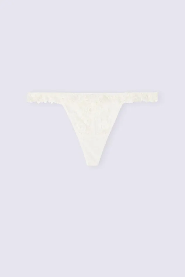 Intimissimi Thongs GStrings Women Pretty Flowers String Thong Ivory 2127 8211 Talc White