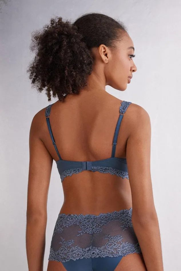 Intimissimi Underwire Women Pretty Flowers Sofia Balconette Bra Blue 658j 8211 Lapis Blue