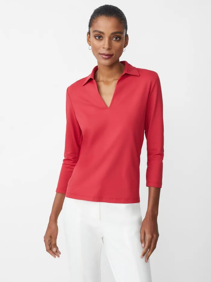 JMcLaughlin Aida 34 Sleeve Top Fete Red Women Shirts and Tops