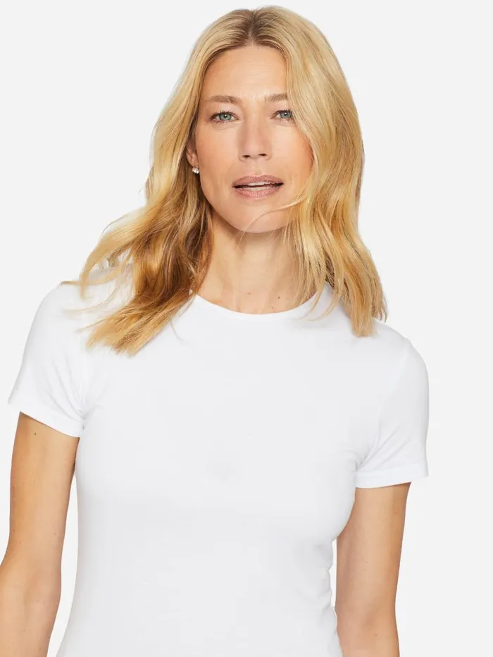 JMcLaughlin Allie Cap Sleeve Tee White Women Shirts and Tops