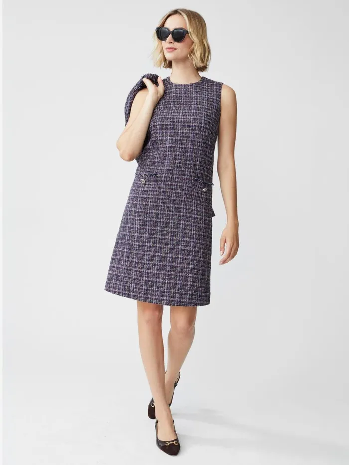 JMcLaughlin Bridget Tweed Dress Blackmulti Women Dresses JMcLaughlin Bridget Tweed Dress Blackmulti Women Dresses
