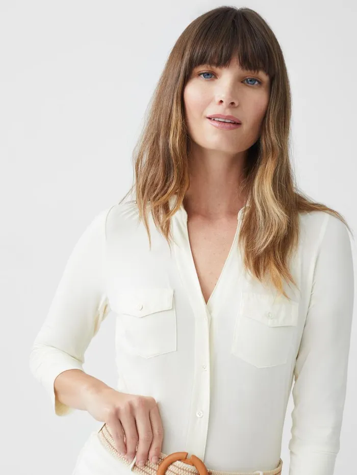 JMcLaughlin Brynn Lyford Jersey Shirt Off White Women Shirts and Tops JMcLaughlin Brynn Lyford Jersey Shirt Off White Women Shirts and Tops