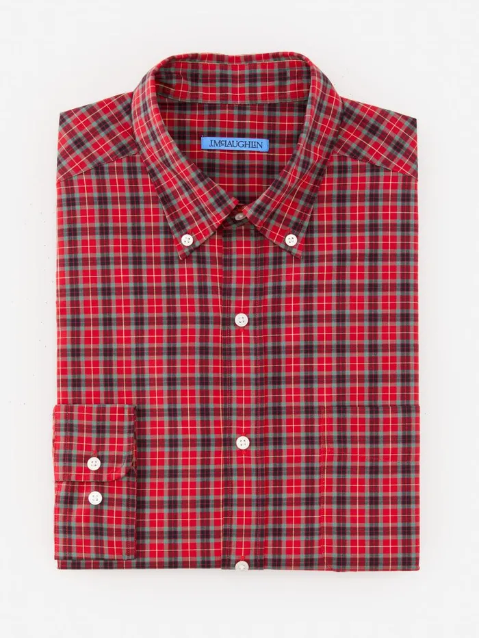 JMcLaughlin Collis Classic Fit Shirt In Plaid Navygreenred Men Shirts