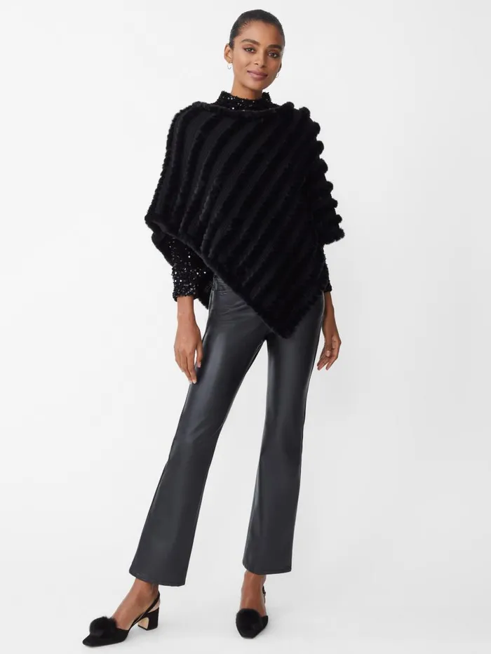 JMcLaughlin Cortina Faux Fur Poncho Black Women Jackets and Outerwear JMcLaughlin Cortina Faux Fur Poncho Black Women Jackets and Outerwear
