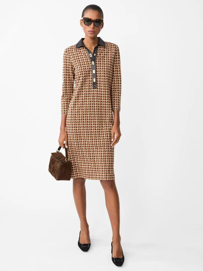 JMcLaughlin Falcon Dress In Marseilles Geo Tanbrownblack Women Dresses