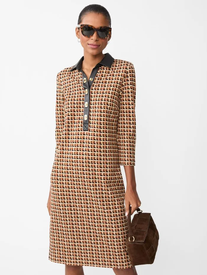 JMcLaughlin Falcon Dress In Marseilles Geo Tanbrownblack Women Dresses JMcLaughlin Falcon Dress In Marseilles Geo Tanbrownblack Women Dresses