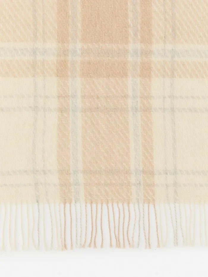 JMcLaughlin Federica Scarf In Plaid Off Whitecamel Women Scarves JMcLaughlin Federica Scarf In Plaid Off Whitecamel Women Scarves