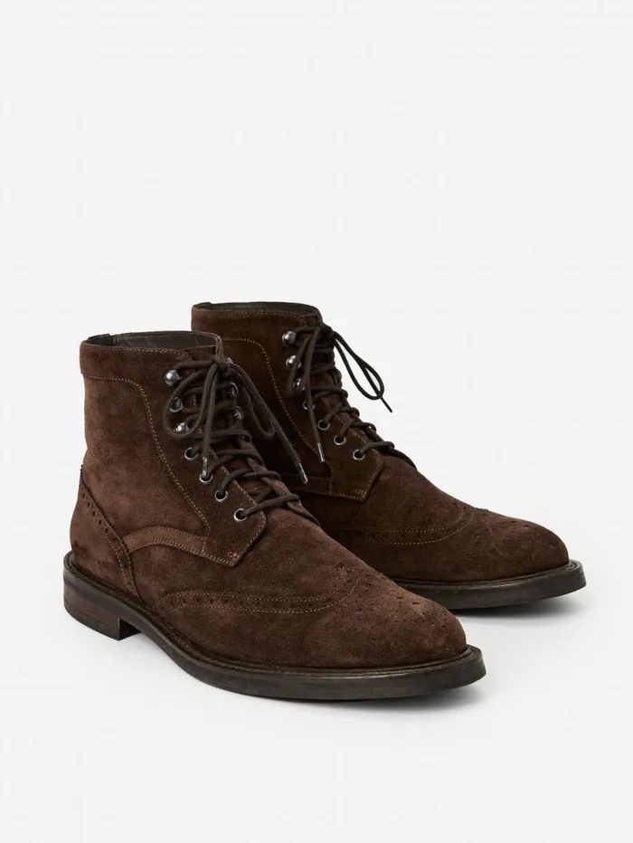 JMcLaughlin Harris Wingtip Country Boots Dark Brown Men Boots