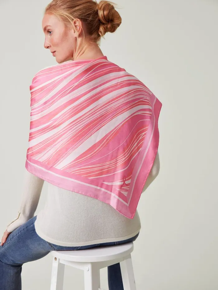 JMcLaughlin Mabel Silk Scarf In Weaver Square Pink Women Scarves