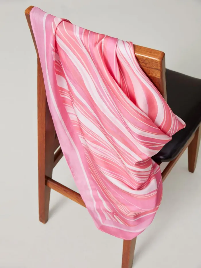 JMcLaughlin Mabel Silk Scarf In Weaver Square Pink Women Scarves JMcLaughlin Mabel Silk Scarf In Weaver Square Pink Women Scarves