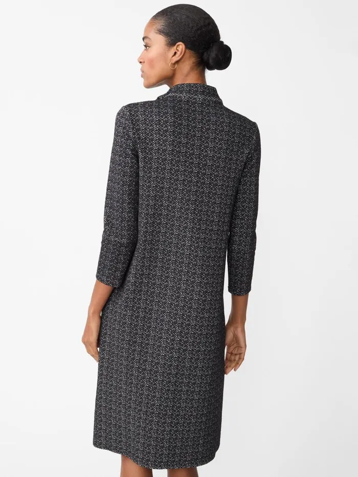 JMcLaughlin Mare Dress In Mini Raffia Jacquard Blackoff White Women Dresses JMcLaughlin Mare Dress In Mini Raffia Jacquard Blackoff White Women Dresses