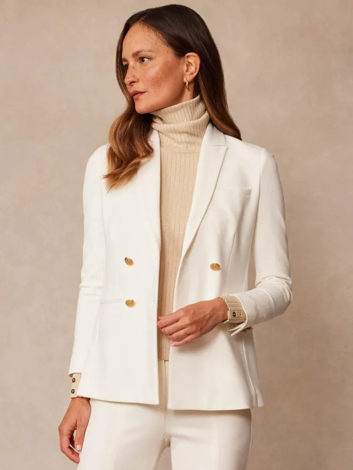 JMcLaughlin Marlowe Blazer Egret White Women Jackets and Outerwear