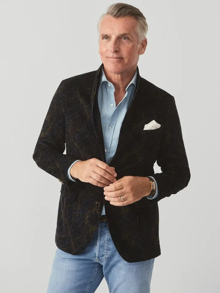 JMcLaughlin McCown Sport Coat In Paisley Bluebrownyellowred Men Jackets and Outerwear JMcLaughlin McCown Sport Coat In Paisley Bluebrownyellowred Men Jackets and Outerwear