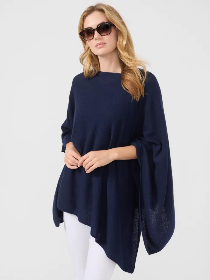 JMcLaughlin Rale Cashmere Poncho Navy Women Jackets and Outerwear