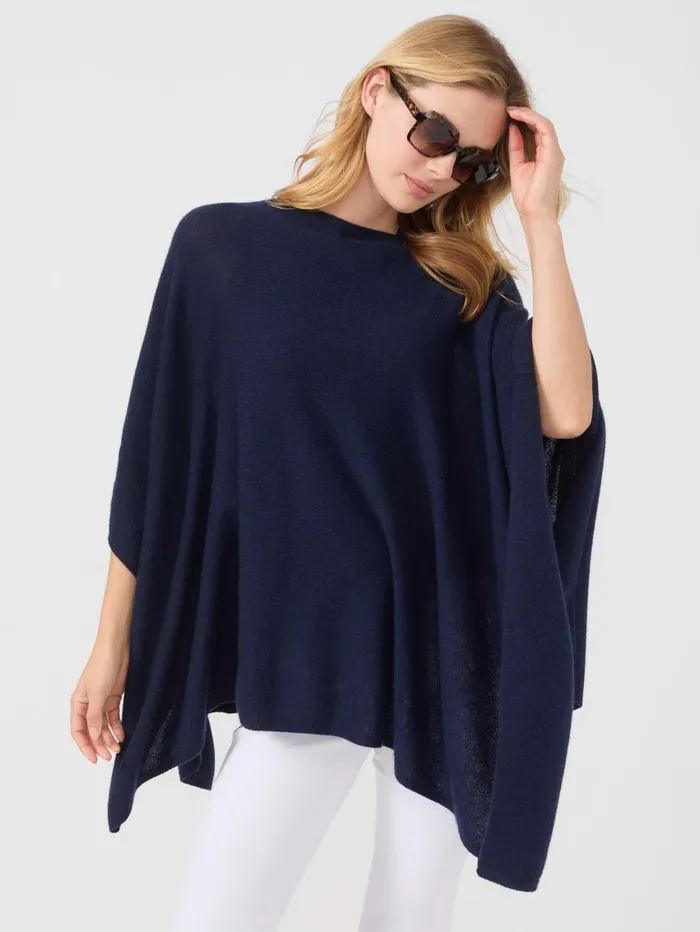 JMcLaughlin Rale Cashmere Poncho Navy Women Jackets and Outerwear JMcLaughlin Rale Cashmere Poncho Navy Women Jackets and Outerwear