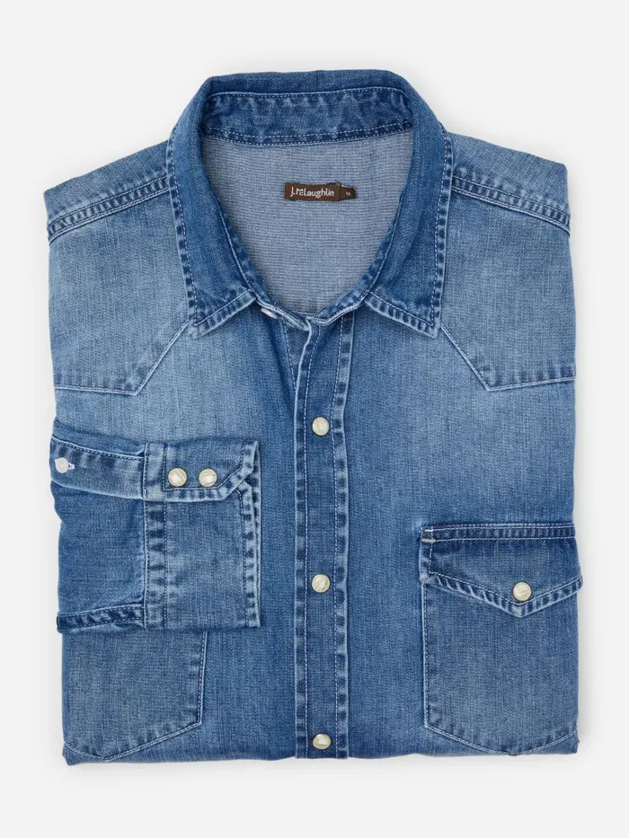 JMcLaughlin Scotto Denim Shirt Light Denim Men Shirts JMcLaughlin Scotto Denim Shirt Light Denim Men Shirts