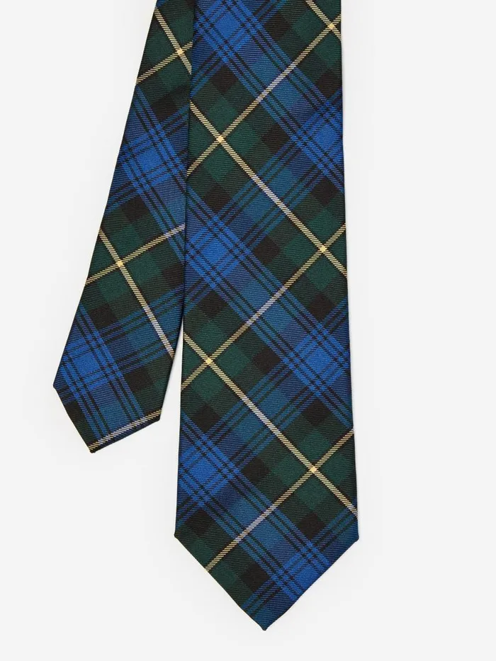 JMcLaughlin Silk Tie In Plaid Green Multi Men Ties