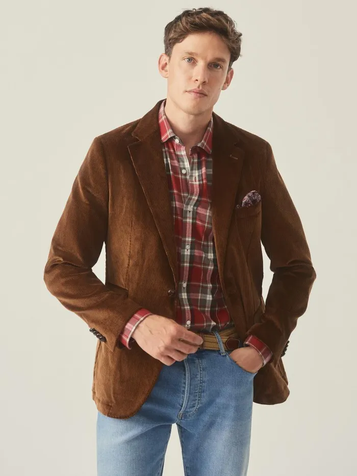 JMcLaughlin Suffolk Corduroy Sport Coat Tan Men Jackets and Outerwear