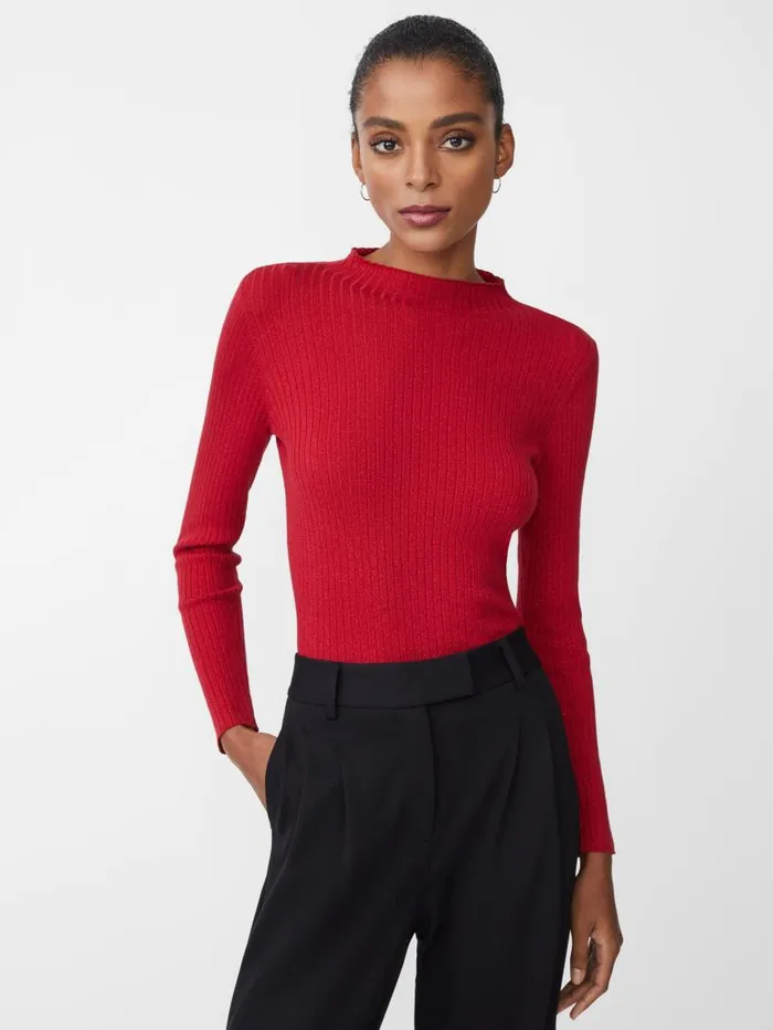 JMcLaughlin Sylvana Metallic Sweater Rouge Women Sweaters JMcLaughlin Sylvana Metallic Sweater Rouge Women Sweaters