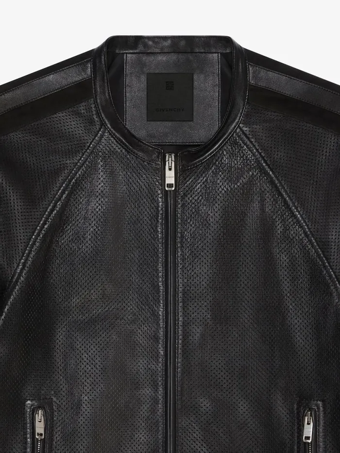 Jacket In Perforated Leather Black Men Givenchy Coats and Jackets