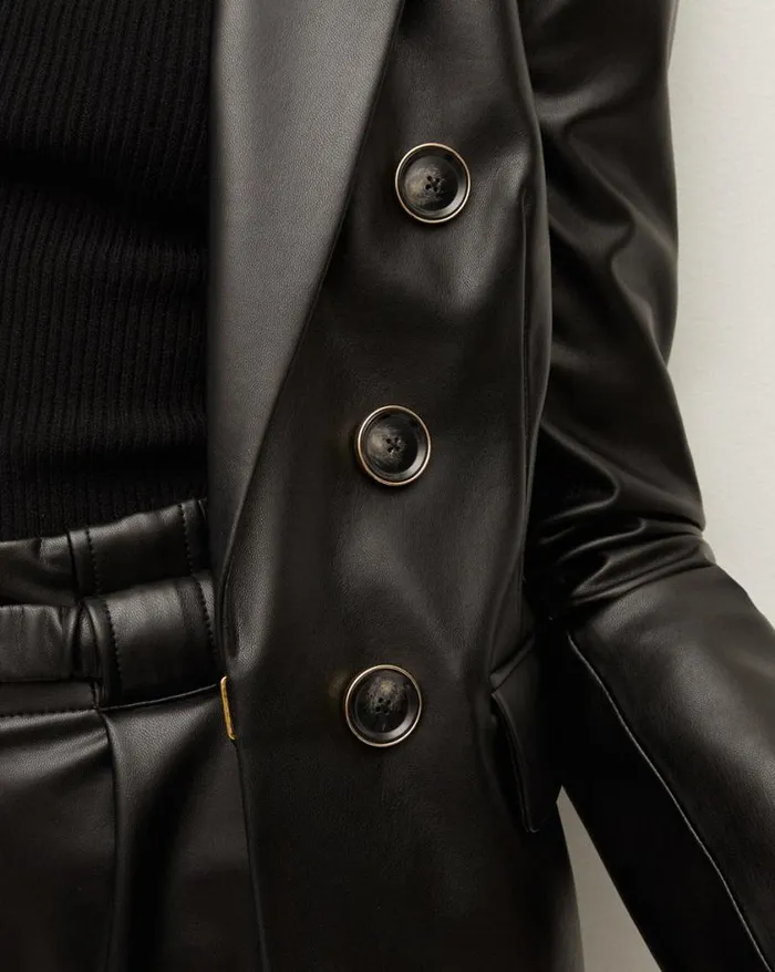 Jackets and Outerwear ShopJackets Veronica Beard Beacon Vegan Leather Dickey Jacket Black