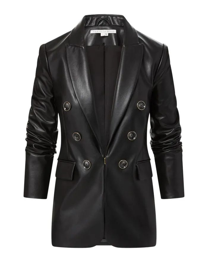 Jackets and Outerwear ShopJackets Veronica Beard Beacon Vegan Leather Dickey Jacket Black