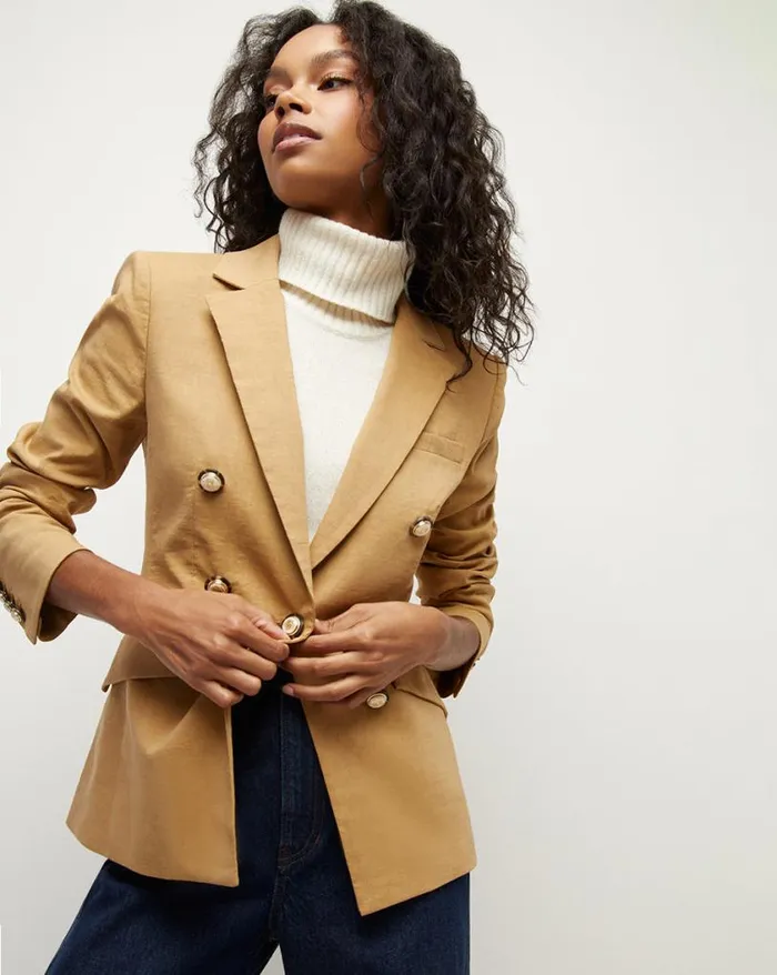 Jackets and Outerwear ShopJackets Veronica Beard Clifton StretchLinen Dickey Jacket Khaki