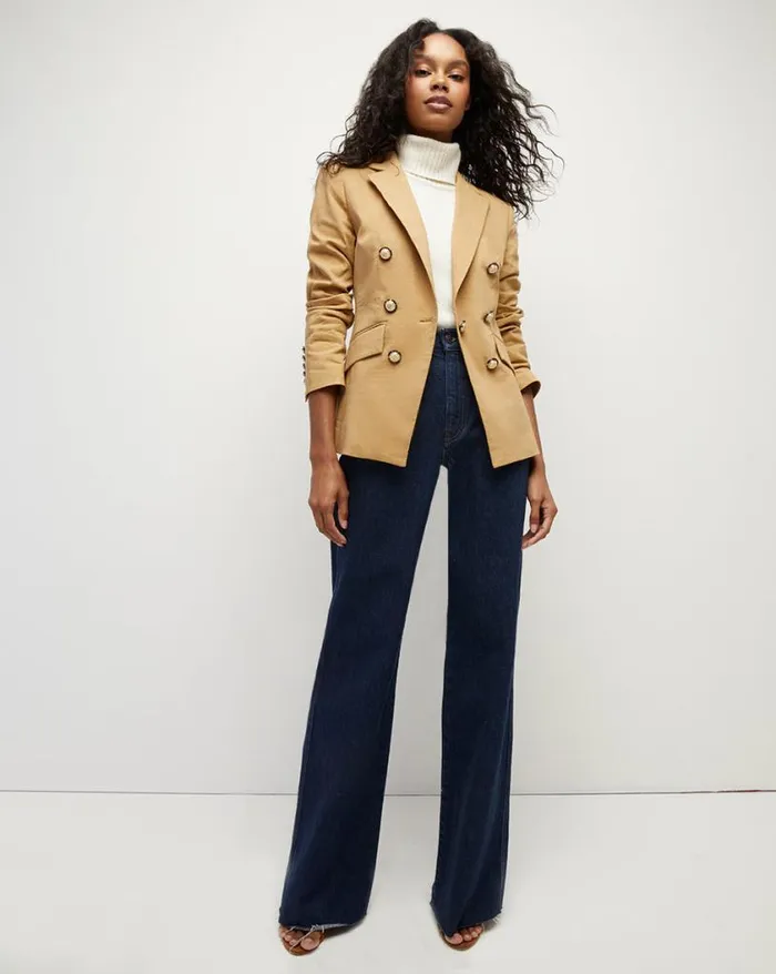 Jackets and Outerwear ShopJackets Veronica Beard Clifton StretchLinen Dickey Jacket Khaki