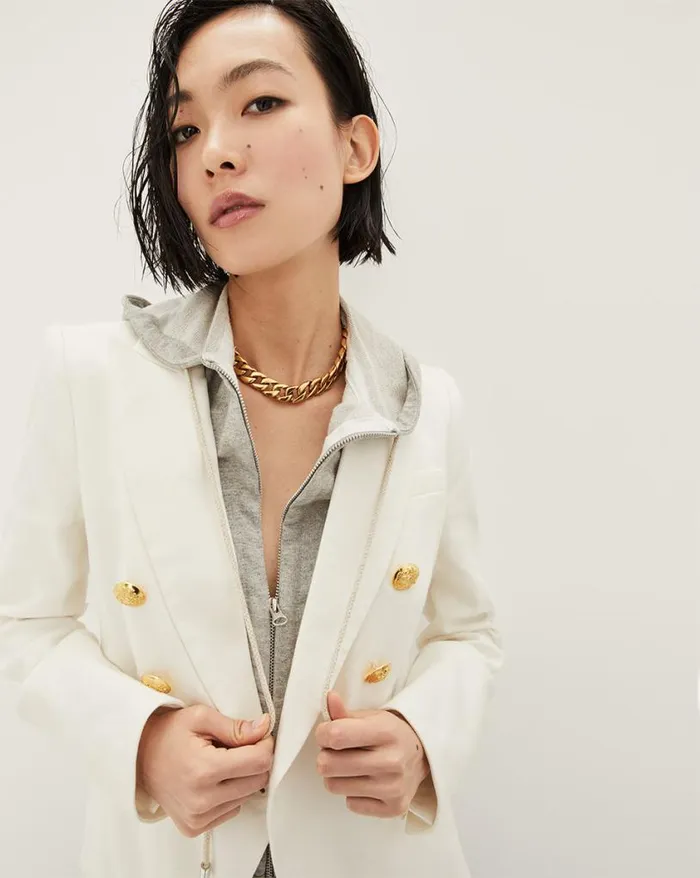 Jackets and Outerwear ShopJackets Veronica Beard Miller Linen Dickey Jacket White