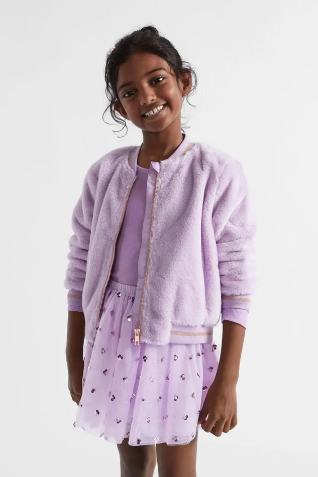 Jackets and Vests Girl Seed Heritage Faux Fur Bomber Orchid
