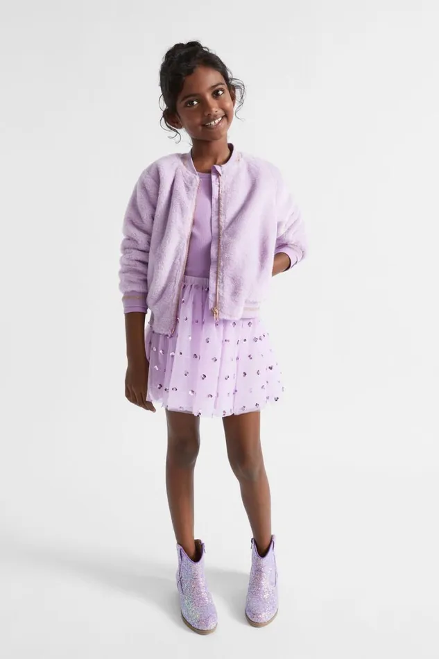 Jackets and Vests Girl Seed Heritage Faux Fur Bomber Orchid