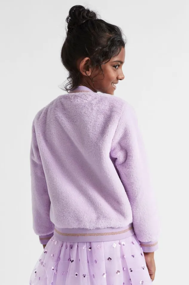 Jackets and Vests Girl Seed Heritage Faux Fur Bomber Orchid