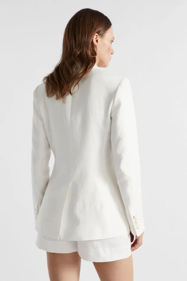 Jackets and Vests Woman Seed Heritage Linen Structured Blazer Cloud Cream