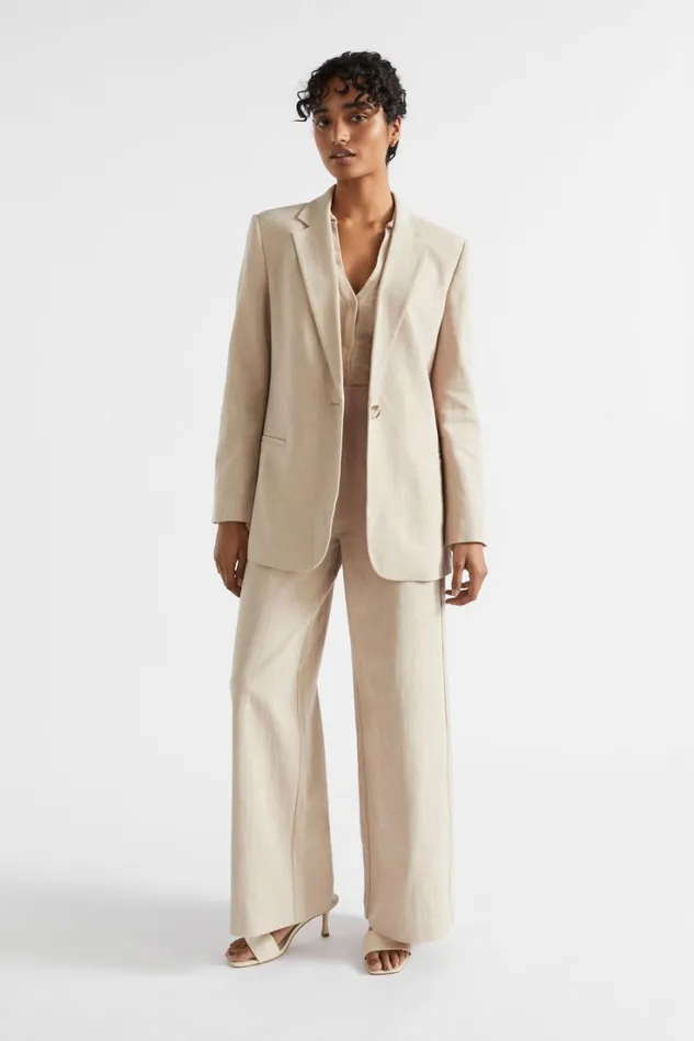 Jackets and Vests Woman Seed Heritage Textured Relaxed Blazer Cool Sand