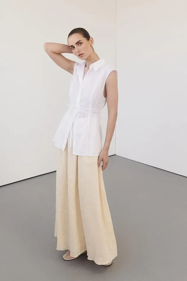 JASE WHITE LINEN SLEEVLESS TOP Women DISSH White Tops