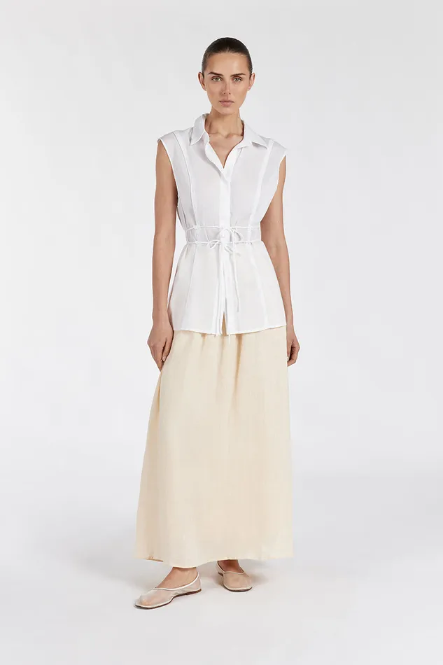 JASE WHITE LINEN SLEEVLESS TOP Women DISSH White Tops