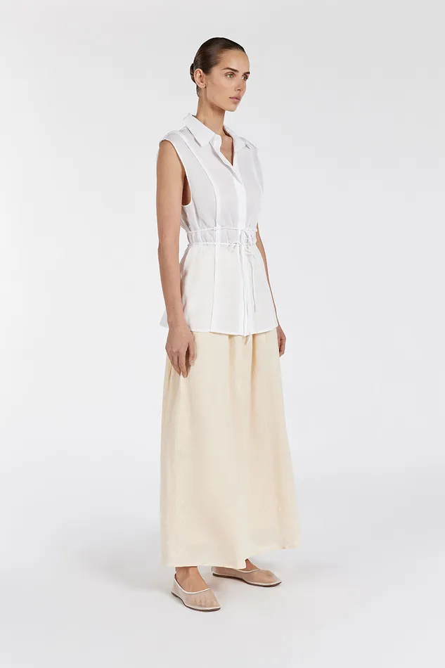 JASE WHITE LINEN SLEEVLESS TOP Women DISSH White Tops