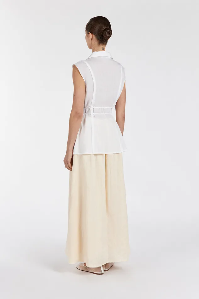 JASE WHITE LINEN SLEEVLESS TOP Women DISSH White Tops