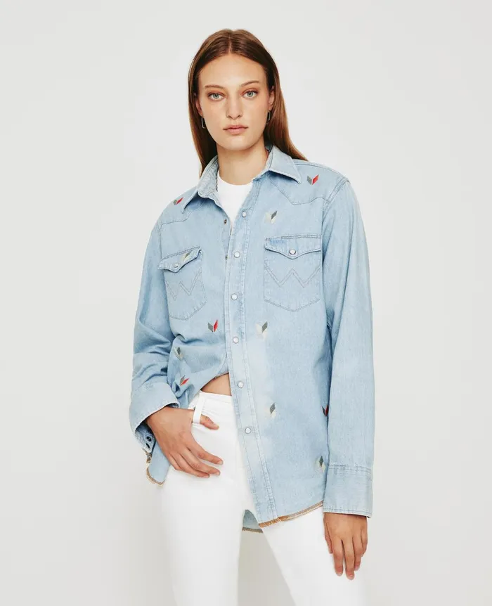 Jasper Shirt Eb Broken Arrow Vintage Blue WomenMen AG Jeans Tops and Shirts