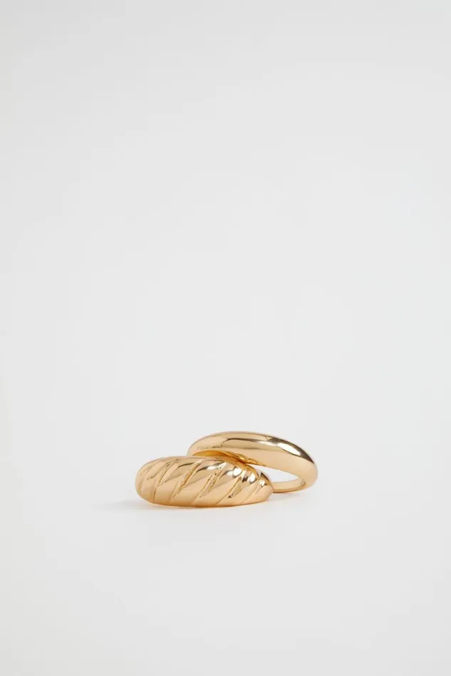 Jewellery Woman Seed Heritage Croissant Dome Ring Set Gold