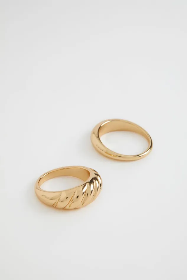 Jewellery Woman Seed Heritage Croissant Dome Ring Set Gold