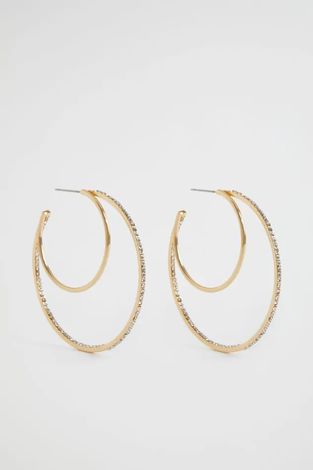 Jewellery Woman Seed Heritage Crystal Double Hoop Gold